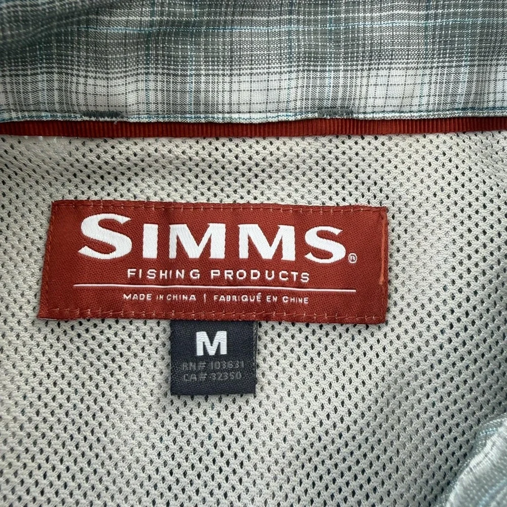 Simms Shirt Mens Medium Gray‎ Plaid Pearl Snap Long Sleeve Fishing Nylon Barfly - Picture 4 of 13